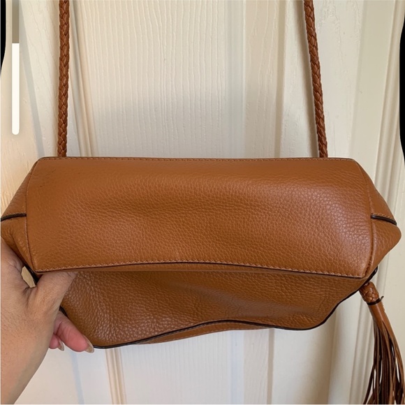 Tory Burch Brown Leather Shoulder Bag with decorative tassel & braided strap - Picture 8 of 10